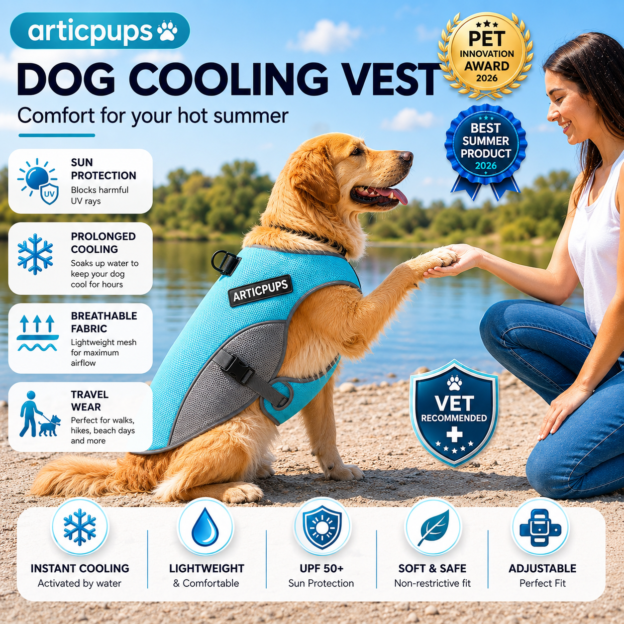 Cooling Vest for Dogs | Prevent Overheating in Seconds